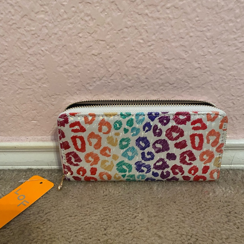 Rainbow cheetah wallet.